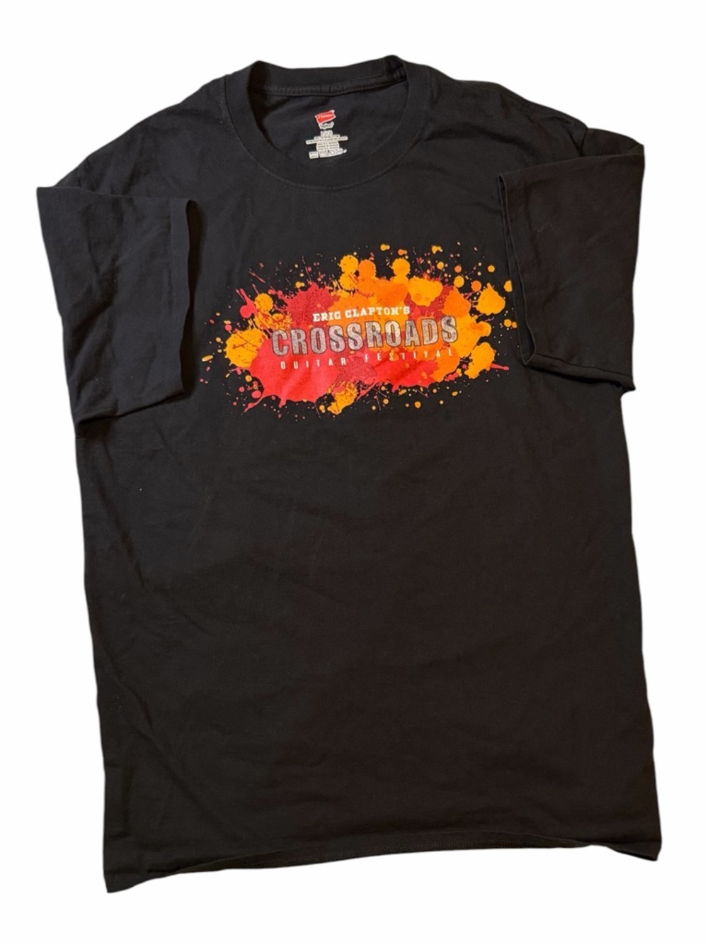 Hanes Black Tee with Red and Orange Splash Graphic (003)